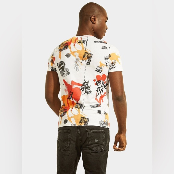 New GUESS T-shirt with multicolor print SZ L - Picture 8 of 8